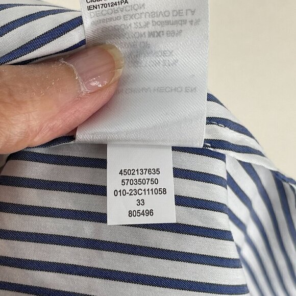 Chico's Blue White Stripe Embroidered Eyelet Embellished Sleeve Poplin Shirt 16 - Picture 12 of 12